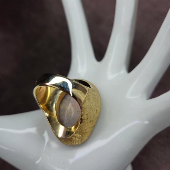 14k Gold 16.7 ctw Cabochon Natural Cut Opal Diamond Ring 34.66g - Picture 6 of 9